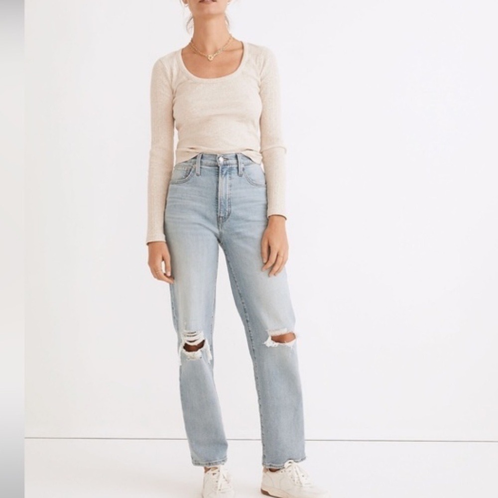NWT Madewell Curvy Perfect Vintage Straight Jean Danby Wash: Knee-Rip Size 33P